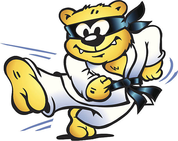 illustrazioni stock, clip art, cartoni animati e icone di tendenza di illustrazione di una tigre practice autodifesa - self defense wushu action aggression