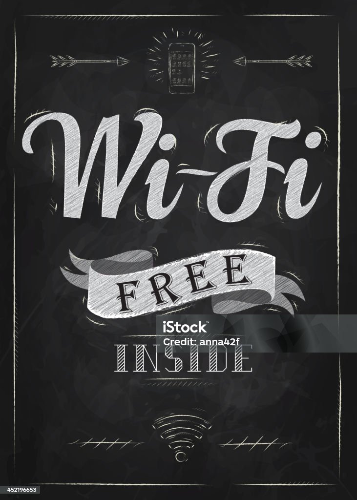 Wi-fi gratuito no poster Giz Quadro Negro - Royalty-free Liberdade arte vetorial
