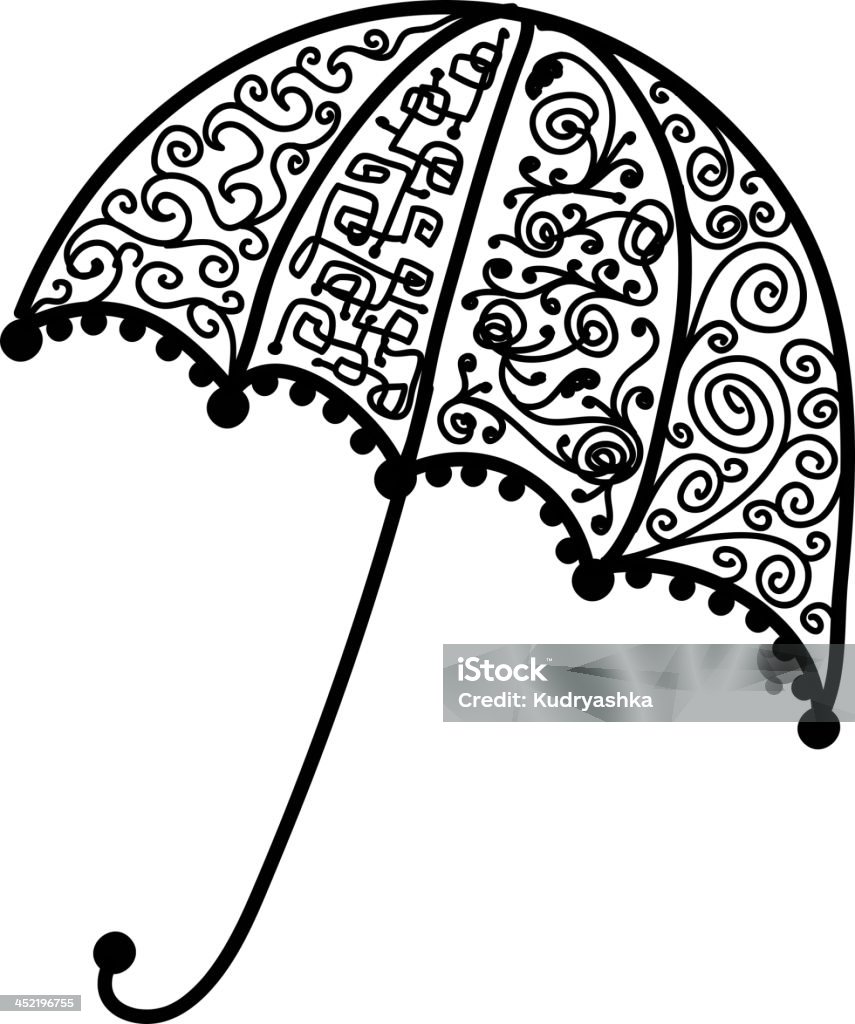 Decoración de diseño de silueta de paraguas, negro - arte vectorial de Accesorio personal libre de derechos