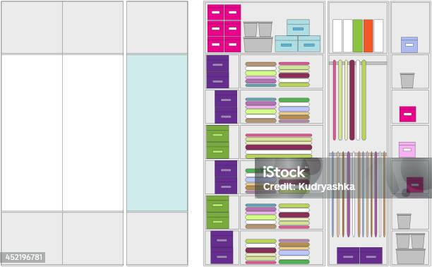 Garderobe À Lintérieur Illustration Pour Votre Design Vecteurs libres de droits et plus d'images vectorielles de Abstrait