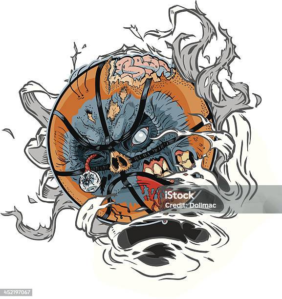 Zombie Basquetebol Extracção Fora Do Fundo - Arte vetorial de stock e mais imagens de Apodrecer - Apodrecer, Assustador, Banda desenhada - Produto Artístico