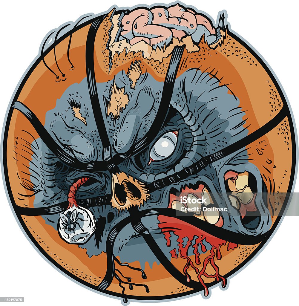 Zombie Basketball Vector Cartoon A Zombie Basketball Vector Cartoon! Color elements are in a separate layer in the .eps for easy customization! Basketball - Ball stock vector