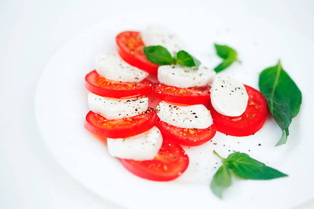 istock Tomato and mozzarella slices on a plate 452197547