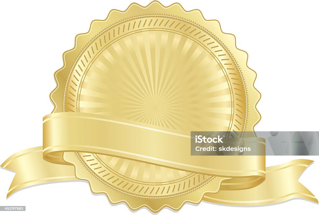 Selo da medalha de ouro, conjunto de fitas e opcional - Vetor de Selo - Timbre royalty-free