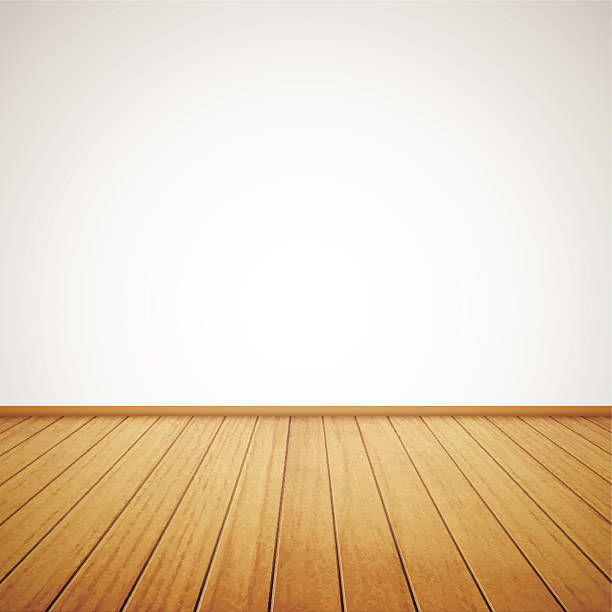 Wood panel floor in maple tone with white wall background  eps10 parquet floor perspective stock illustrations