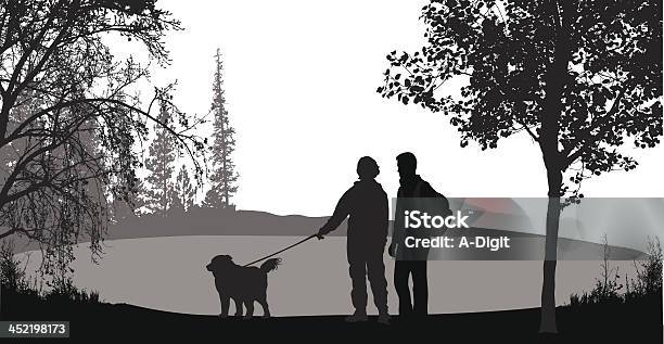 Walking The Dog Stock Illustration - Download Image Now - Black Color, Computer Graphic, Couple - Relationship