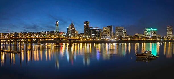 istock Portland Downtown with Hawthorne Bridge at Blue Hour 452198567