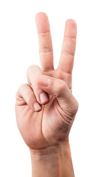 Number Two, Peace, Victory Number Two, Peace, Victory, Isolated on white, Clipping Path symbols of peace stock pictures, royalty-free photos & images