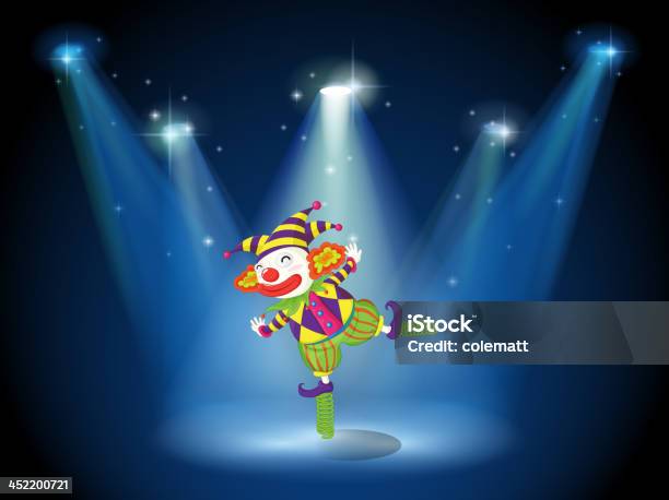 Bühne Mit Einem Lustigen Clown Stock Vektor Art und mehr Bilder von Bildkomposition und Technik - Bildkomposition und Technik, Bunt - Farbton, Bühne