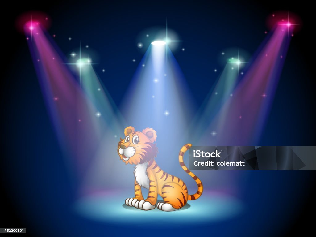 Tygrys siedzi na scenie z punktowych - Grafika wektorowa royalty-free (Artysta)