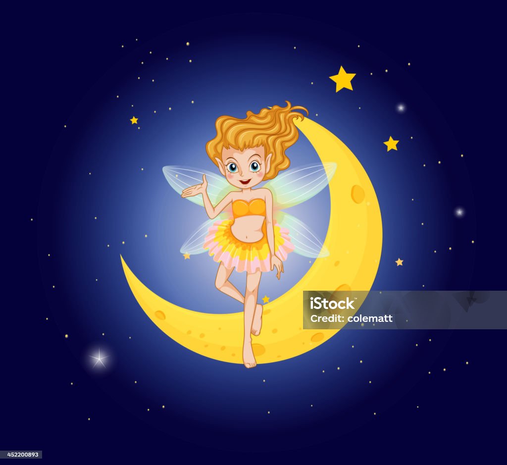 fairy w niebo w pobliżu the moon - Grafika wektorowa royalty-free (Dorosły)