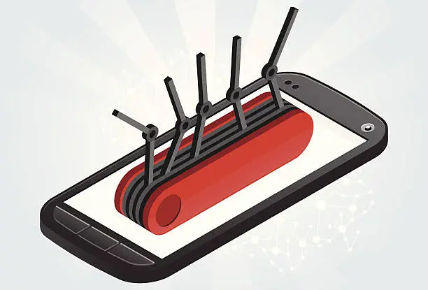 Vector illustration of Multitask mobile