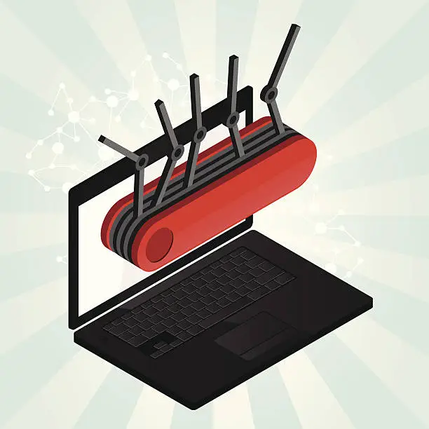Vector illustration of Multitask laptop