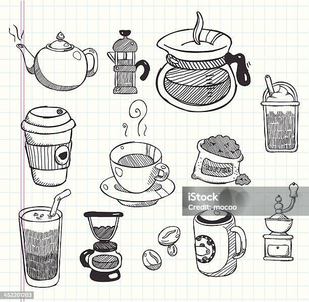 Sarrabisco Ícones De Café - Arte vetorial de stock e mais imagens de Artigo de Decoração - Artigo de Decoração, Açúcar, Banda desenhada - Produto Artístico