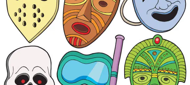 Vector illustration of Various masks collection 1