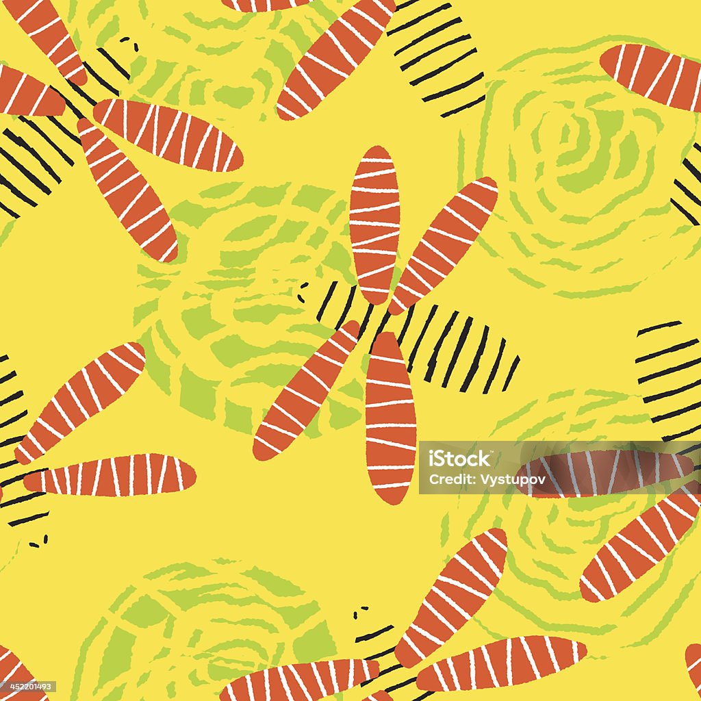 Süße Bienen und grünen Blumen. Nahtloser Vektor-Muster - Lizenzfrei Biene Vektorgrafik