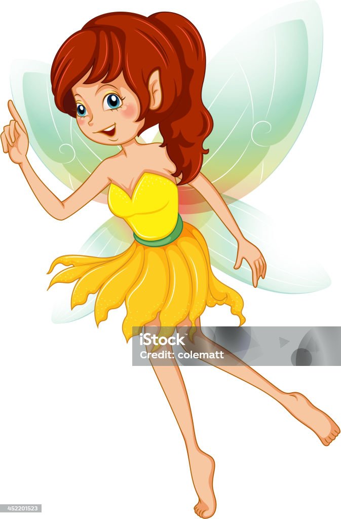 fairy with a yellow dress fairy with a yellow dress on a white background Adult stock vector