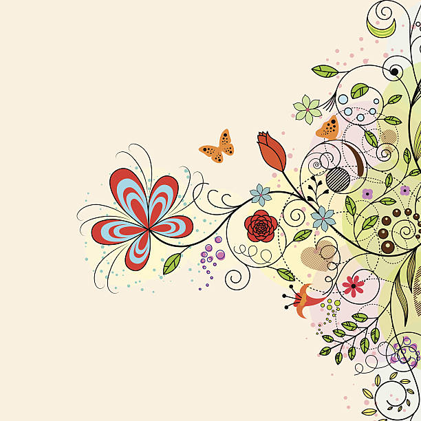 floral background Vector illustration of floral background. This illustration contains a transparency blend. tree repetition single flower flower stock illustrations