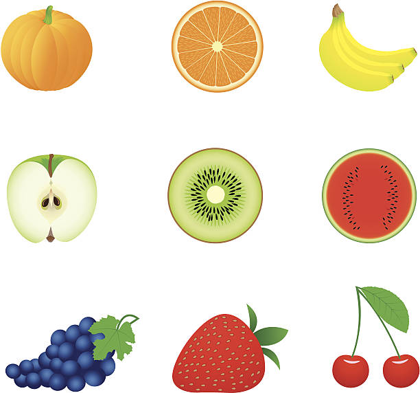 fruit icons vector art illustration