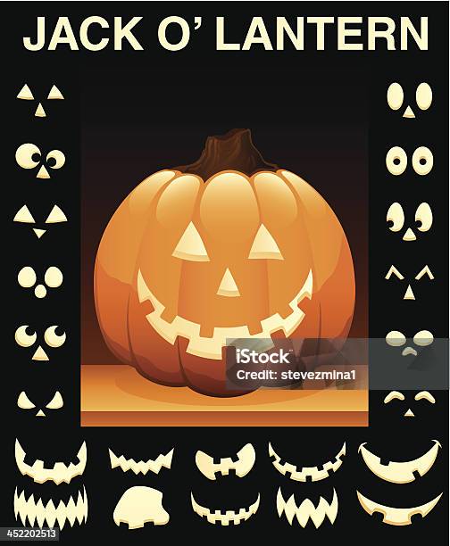 Allegro Halloween Zucca Jack Olantern Illustrazione Vettoriale - Immagini vettoriali stock e altre immagini di Aggrottare le sopracciglia