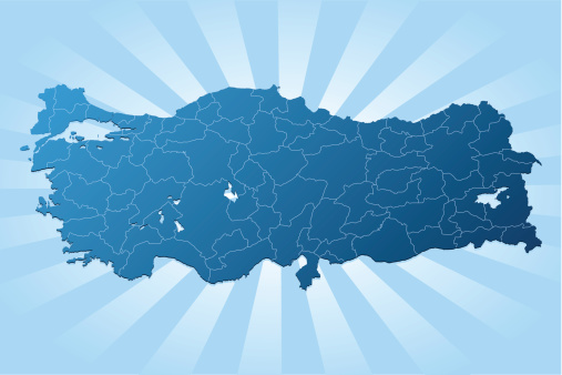 Turkey map blue rays