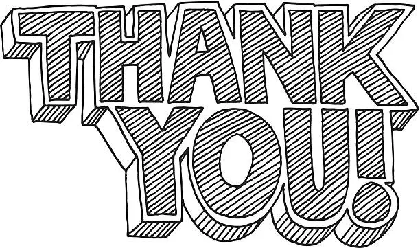 Vector illustration of Thank You! Cartoon Style Text Drawing
