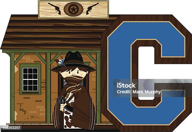 Cowboy No Jailhouse Aprendizagem Latina C - Arte vetorial de stock e mais imagens de Alfabeto - Alfabeto, Apontar, Aprender