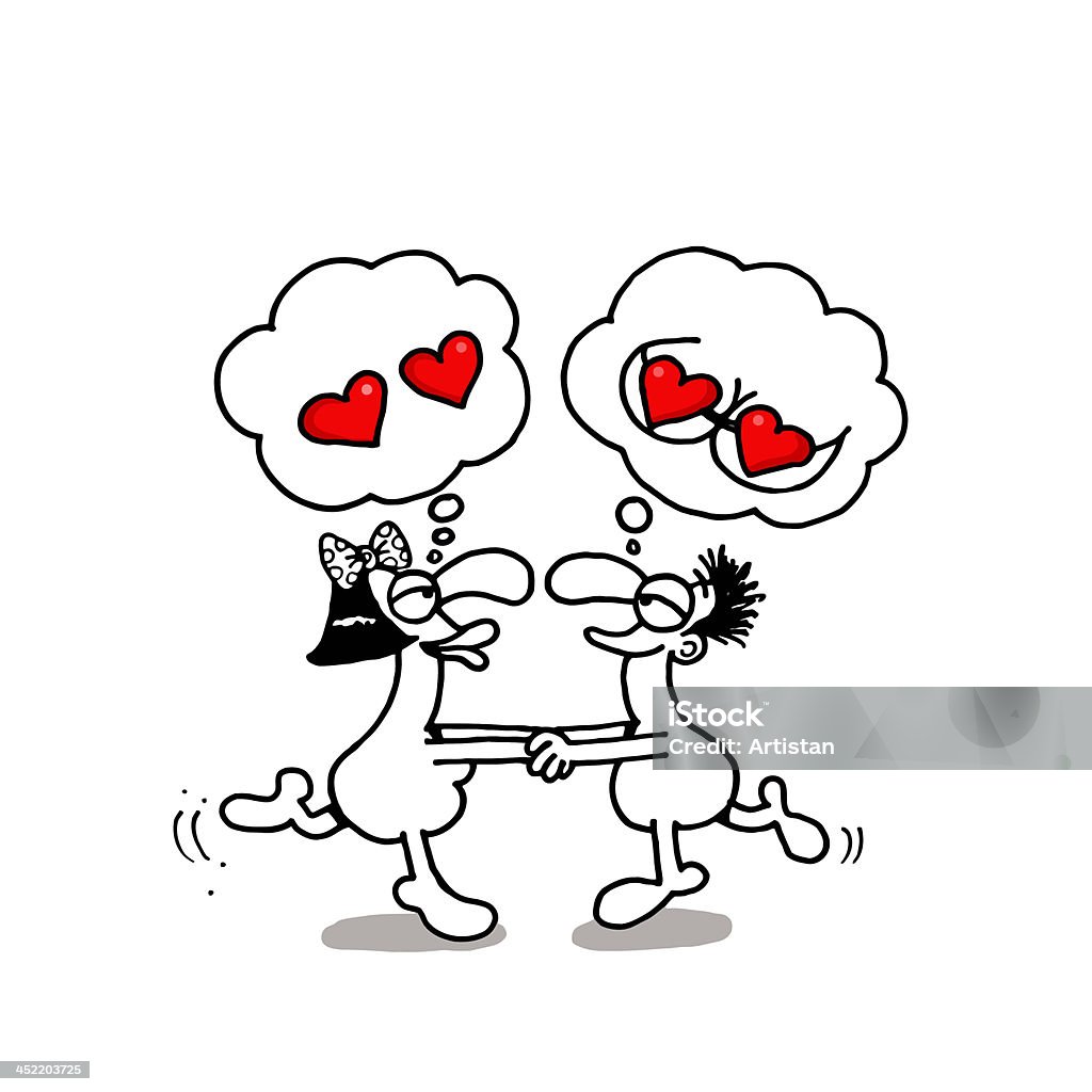 Different Thoughts Humorous conceptual cartoon about Valentines day and Love Couple - Relationship stock vector