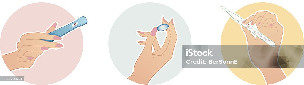 illustration vectorielle de femme mains tenir une medical objets - clipart vectoriel de Gélule libre de droits