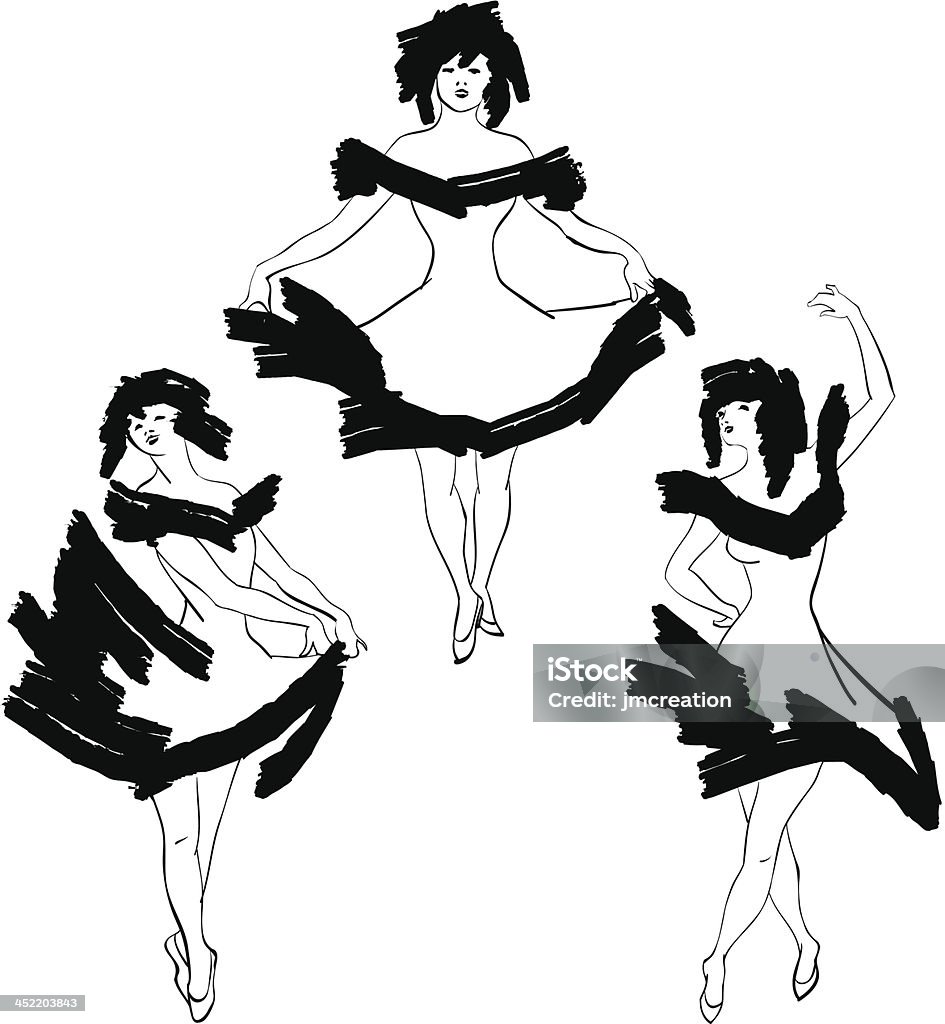 Ballerina di Cabaret vettoriale silhouette set - arte vettoriale royalty-free di Adulto