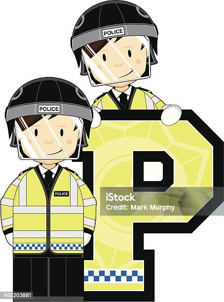 Jolie Britannique Police Antiémeute Lettre P Vecteurs libres de droits et plus d'images vectorielles de CRS - CRS, Cartoon, Casque