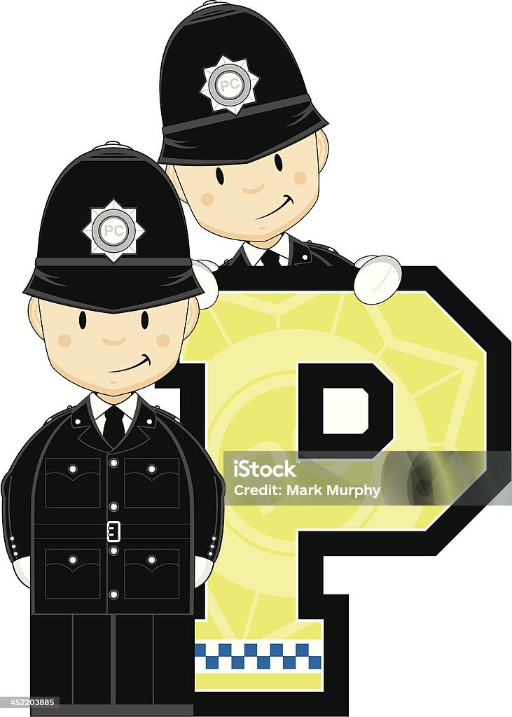 Carino polizia britannica Lettera P - arte vettoriale royalty-free di Alfabeto