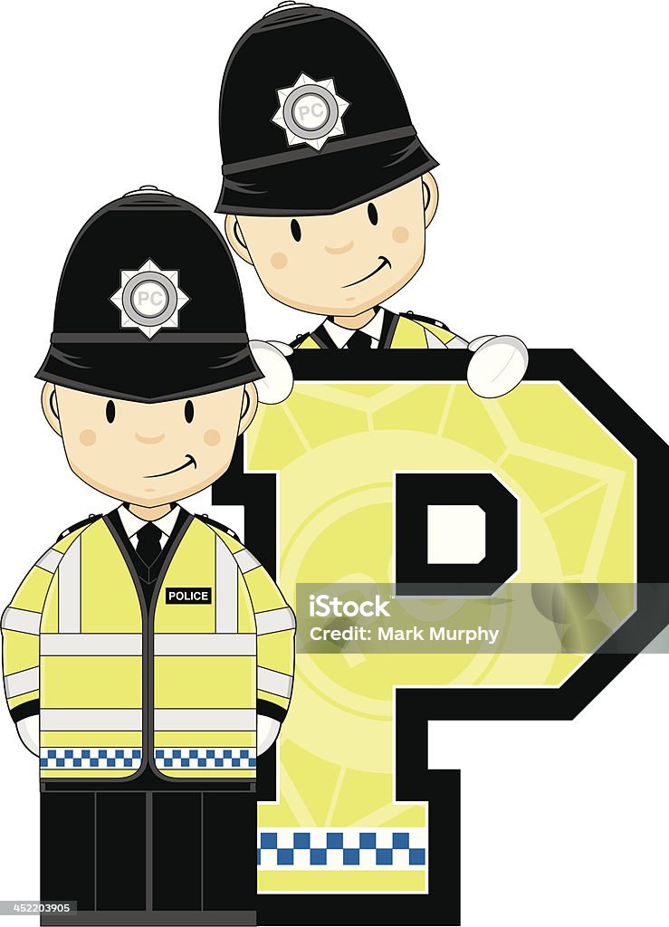 Jolie britannique policiers Lettre P - clipart vectoriel de Cartoon libre de droits