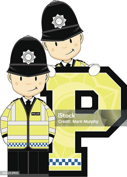 かわいい英国 Policemen レター P - 2人のベクターアート素材や画像を多数ご用意 - 2人, アルファベット, アルファベットのP