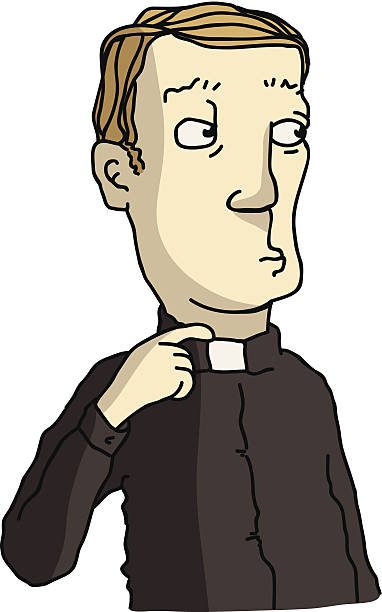 Nervous Priest vector art illustration