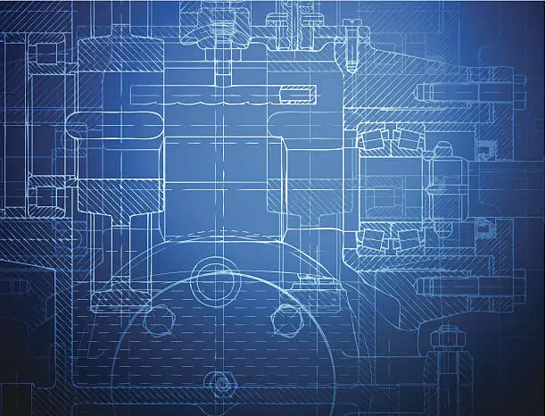 Vector illustration of Blueprint of the reducing gear