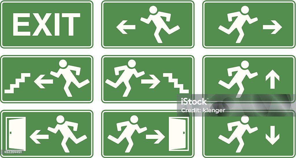 Exit Sign above an emergency exit Exit Sign stock vector