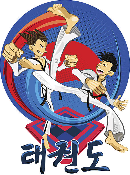 taekwondo tae kwon do korean martial art - do kwon stock illustrations