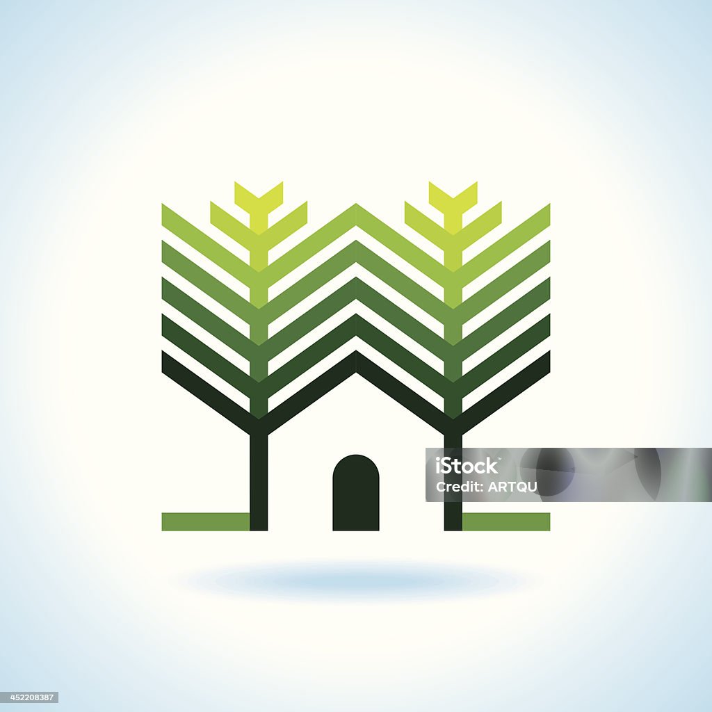 Bio eco verde con icona di casa - arte vettoriale royalty-free di Ambientazione esterna