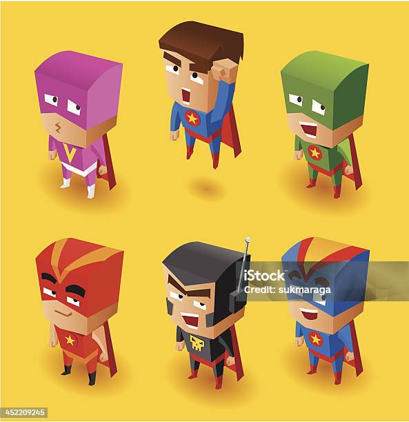 Superhéros Ensemble Vecteurs libres de droits et plus d'images vectorielles de Super-héros - Super-héros, Perspective isométrique, Méchant