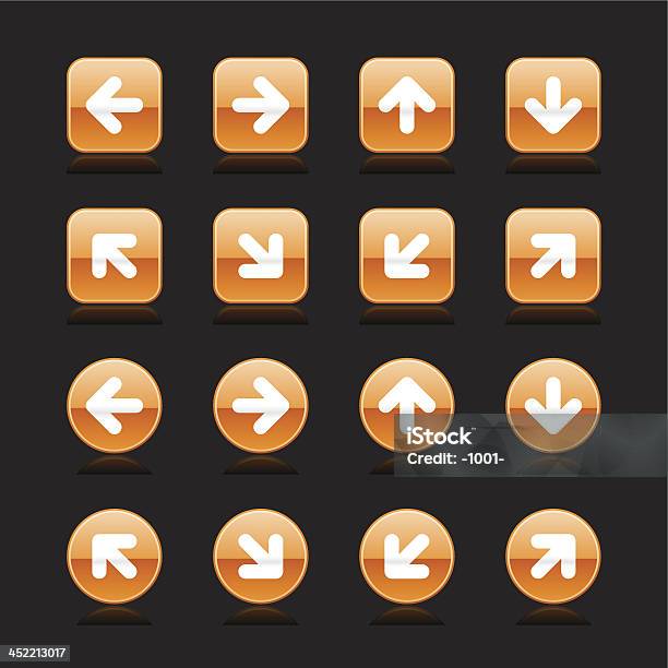 Ilustración de Signo De Flecha Blanca De Orange Pictograma Icono Botón De Navegación De Dirección y más Vectores Libres de Derechos de Acero