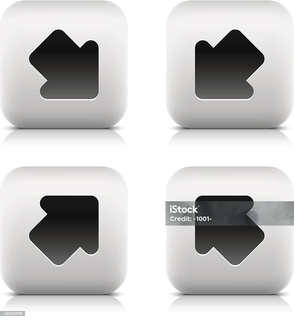 Señal de Flecha Pictograma icono negro redondeado square botón web a internet de alta velocidad - arte vectorial de Blanco - Color libre de derechos