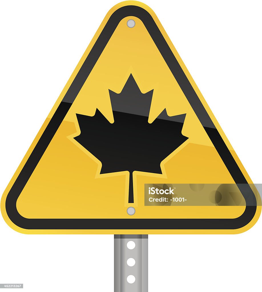 단풍 잎 캐나다식 플랙 픽토그램 노란색 경고 삼각형을 로드쇼의 팻말 - 로열티 프리 강철 벡터 아트