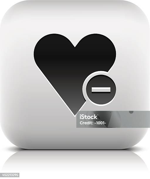 Coeur Signe Avec Moins Pictogram Icône Web Bouton Carré Arrondi Vecteurs libres de droits et plus d'images vectorielles de Annulation