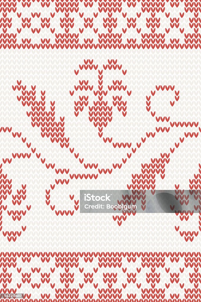 Бесшовные Вязаный рисунок с красный цветок - Векторная графика Без людей роялти-фри
