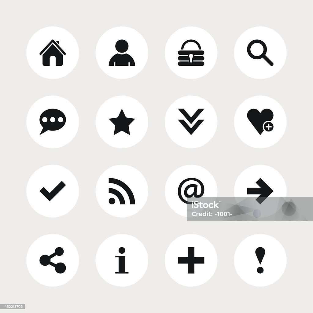 Panneau de fond noir pictogram icon circle bouton blanc - clipart vectoriel de Icône libre de droits