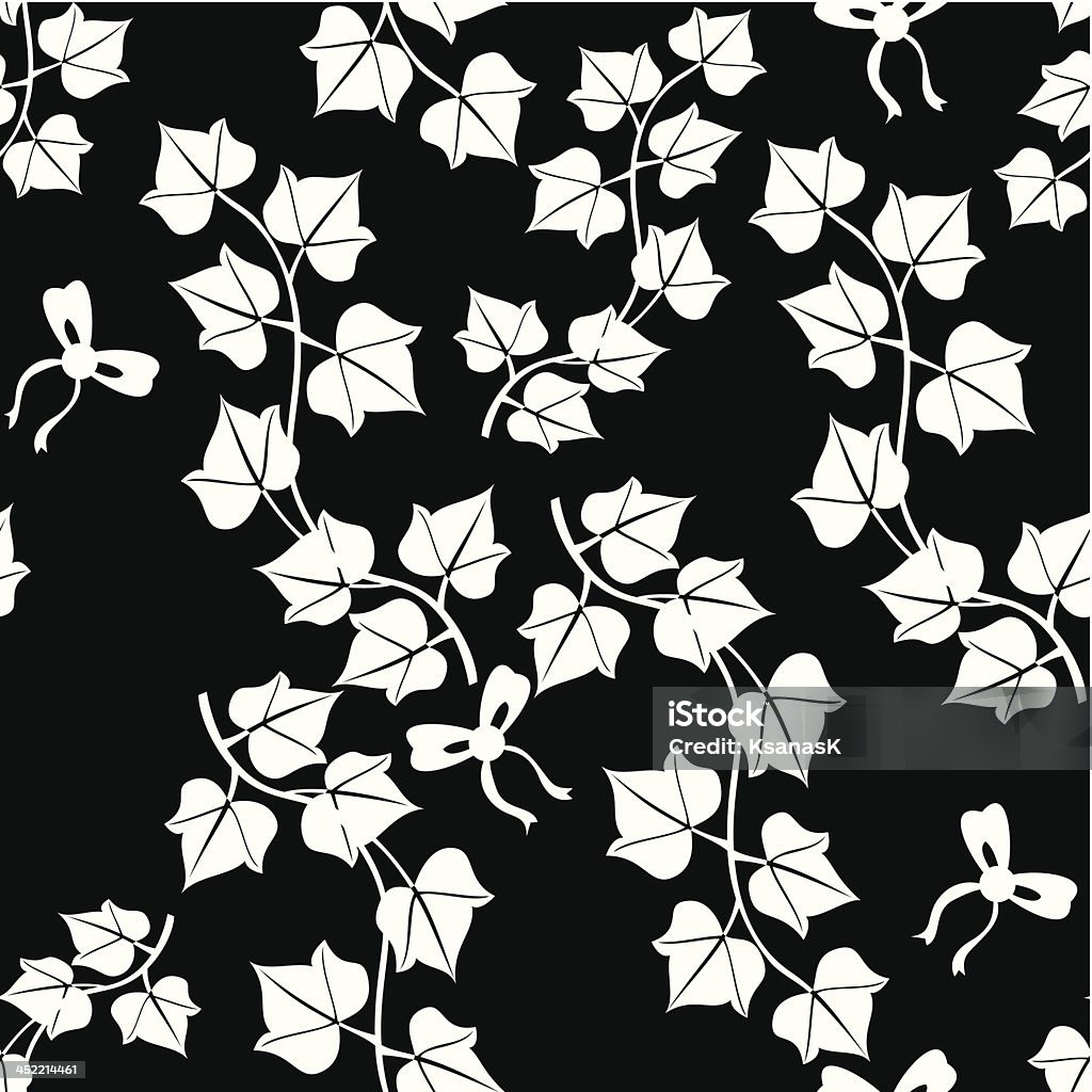 Contrast ivy seamless pattern Seamless black and white pattern with leaves of ivy and funny bows. Vector is eps8. Drop into your illustrator swatches and use as fill. Abstract stock vector