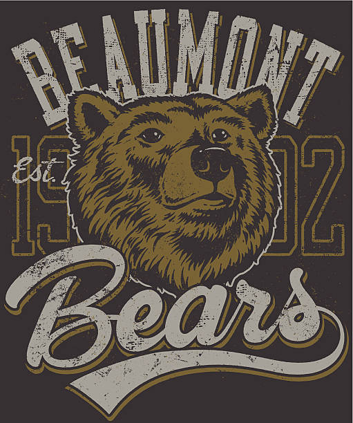 Vector three color retro bears mascot athletic design complete with bear head mascot illustration, vintage athletic fonts and matching textures (all on separate layers, of course).