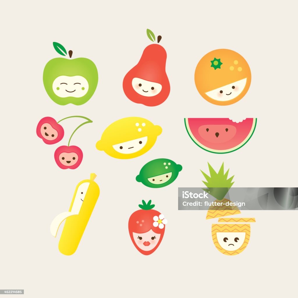 キュートなフルーツ - 果物のロイヤリティフリーベクトルアート