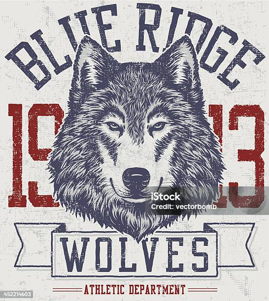 Vetores de Wolf Design Retrô Mascote e mais imagens de Lobo - Cão Selvagem - Lobo - Cão Selvagem, Estilo retrô, Fora De Moda - Estilo